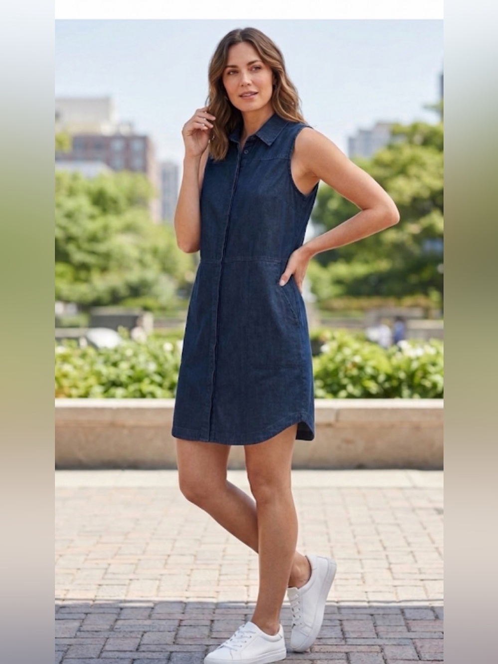 Denim a. n.d e a w y Blue Button Up Down Dress with pockets size Medium